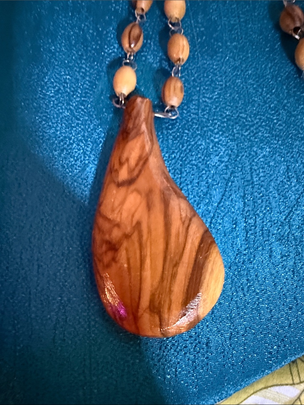 Handcrafted Brown Wood Teardrop Pendant Necklace